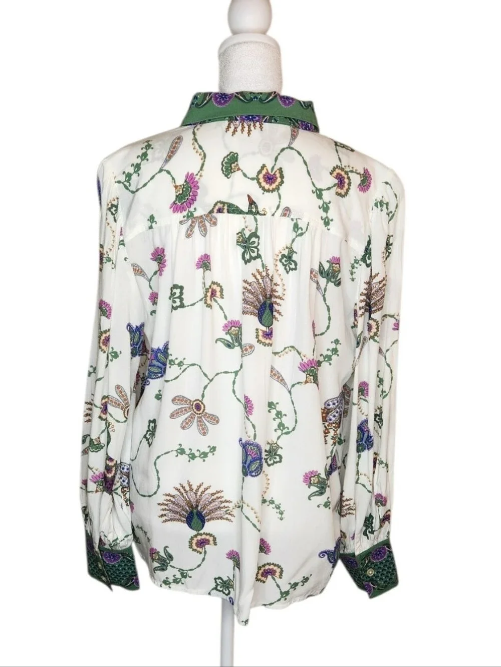 NEW Loft Floral Peacock Print Button Down Blouse Size Small